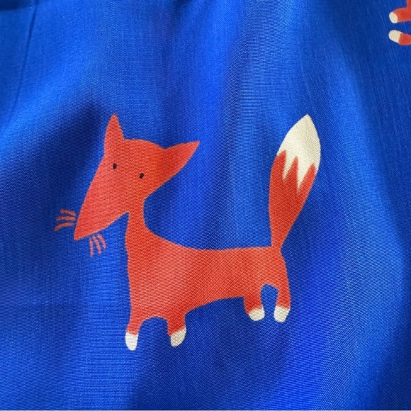 ModCloth-Peach Love-Fox Dress-Blue-Orange- A Line-Whimsical-Size M - Picture 7 of 12
